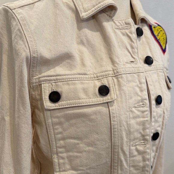Maison Labiche Cream Jean Jacket with Heart Patch - Picture 8 of 9